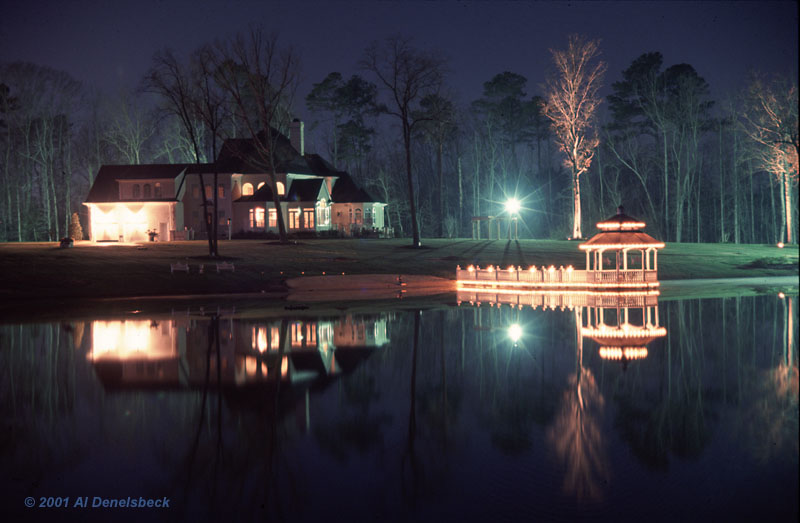 lake gazebo at night